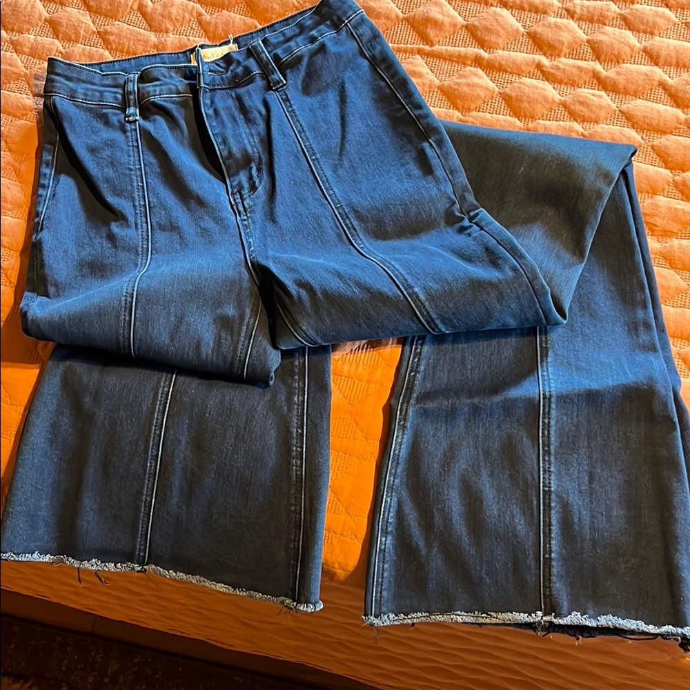Altar'd State Blue Flare Wide Leg Jeans
